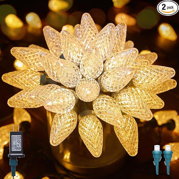 C9 LED Christmas Lights Outdoor, 81 Feet 100 LED String Light with Timer & 8 Lighting Mode, Waterproof Commercial | Lumora
