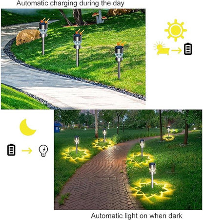 Solar Pathway Lights Outdoor, 10 Pack Solar Powered IP65 Waterproof Solar Path Lights Super Bright Up to 12Hrs, Rechargeable Outside Landscape Lights for Garden, Yard, Patio Walkway Warm light