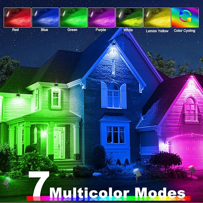 LANSOW Solar Spot Lights Outdoor Color Changing, [7 Modes/8 Pack] Christmas Landscape Spotlights, Solar Lights | Lumora