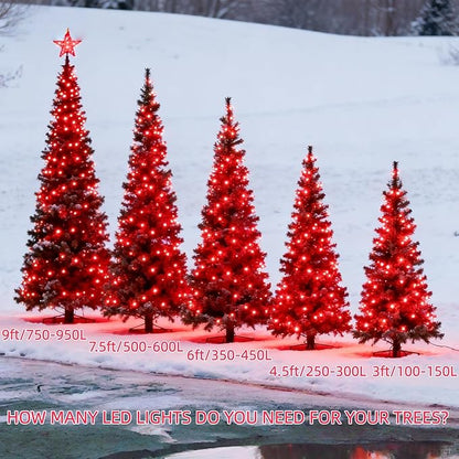200 LED Red Christmas Lights, UL Certified and Commercial Grade Decorative Lighting String Green Wire 66 Ft, for Indoor and Outdoor Party, Patio, Trees.