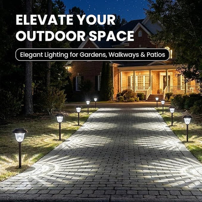 Energizer Solar Patio Lights - 8 Pack Waterproof Solar Power Lights for Outdoor with 15 Lumen Output & Patterned Glass & Metal Finish, Easy to Install Stake Lights for Sidewalks Illumination - Bronze