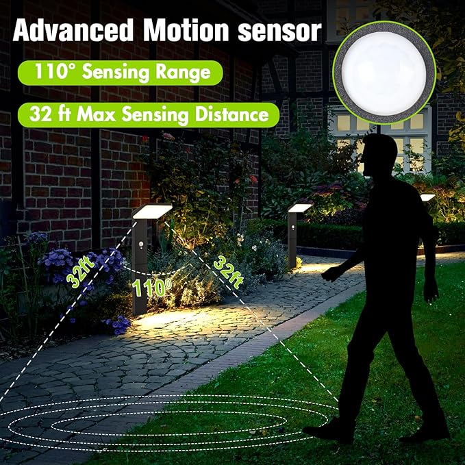 Solar Pathway Lights Outdoor - Motion Sensor Solar Path Light, 72 LED 600 Lumens Super Bright, Aluminum Waterproof Outdoor Garden Light with Groundstake for Yard, Walkway, Lawn, Driveway, 20"