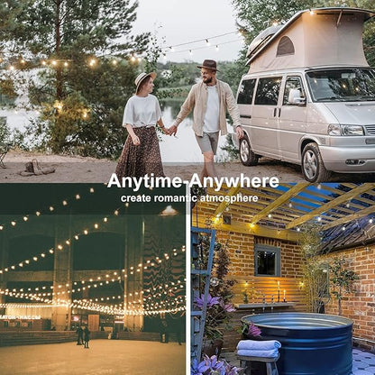 Abeja 25Ft LED Outdoor String Light, Patio Globe String Lights with 27 Shatterproof LED Clear Bulbs(2 Spare), Hanging Patio String Lights for Backyard Decor Bistro Party Yard Decor- White Wire