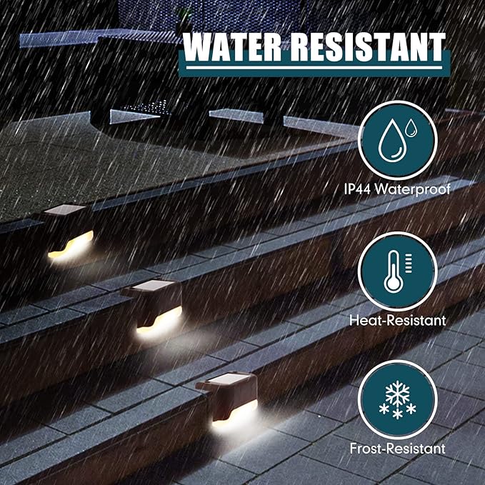 Tuanse 36 Pieces Solar Deck Lights Outdoor Solar Step Waterproof Led Lights for Outdoor Stairs, Step, Fence, Yard, Patio, Railing, Garden and Pathway(Warm White)