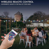 LUXRITE 48FT LED RGBW Outdoor String Lights, Remote Control Color Changing Cafe Lights, Commercial Grade | Lumora