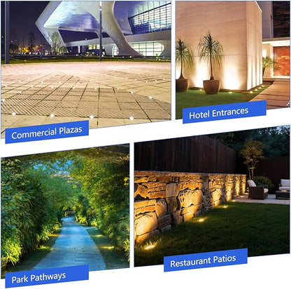 JESLED Low Voltage Landscape Lights, 6W LED Well Lights IP67 Waterproof, 3000K Warm White In-Ground Lights with Wire Connectors for Pathway, Deck, Patio, Yard, Garden (8 Pack)