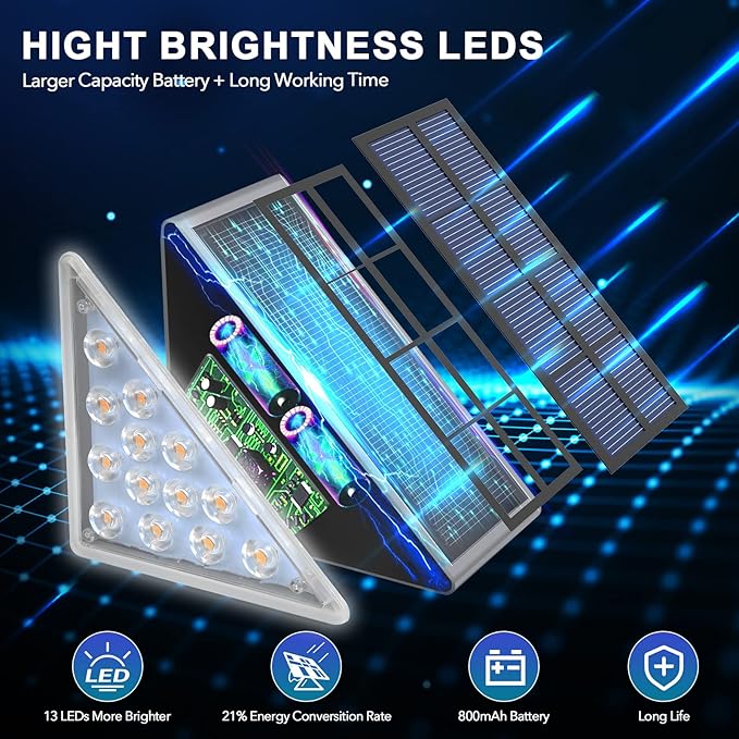 LED Solar Step Lights Waterproof Outdoor Stair Lights, Warm White Solar Deck Light IP67 Solar Decoration Lights for | Lumora