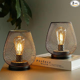 TRIROCKS Set of 2 Medium Battery Powered Outdoor Lantern 6.5'' High Metal Table Lamp Cordless Battery Operated | Lumora