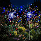 2 Pack Solar Firework Lights Outdoor - Verified 200 LED & 8 Modes - Starburst Solar Powered Garden Lights | Lumora