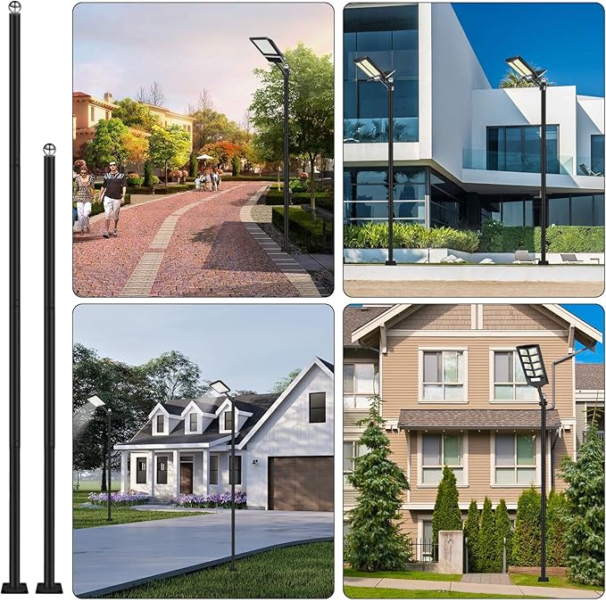 13FT Outdoor Solar Street Light Pole, Heavy Duty Galvanized Steel Lamp Post with Rebar Base, Waterproof for | Lumora