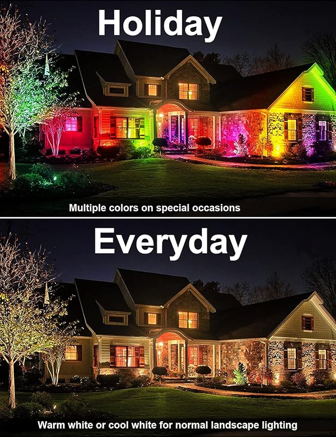Halloween Landscape Lights with Remote Control 120V Landscape Lighting 12W RGBW Outdoor LED Spotlights Color | Lumora