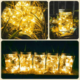 SunKite Solar Mason Jar Lights [Updated], 8 Pack 20 LED Waterproof Fairy Firefly Jar Lids String Lights with | Lumora