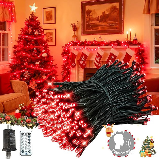 2026 New Voice Control 88ft 240LED Smart Valentine String Lights Outdoor/Indoor | String Lights with Remote, 12Modes, 7Voice Commands & Timers, Valentine Twinkle Light for Wedding Party Decor (Red)