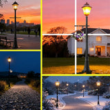 Universal Outdoor Post Light Pole with Hanging Arm, Black Cast Aluminum Pole with 2.36" Fitter Mount, 76in Tall | Lumora