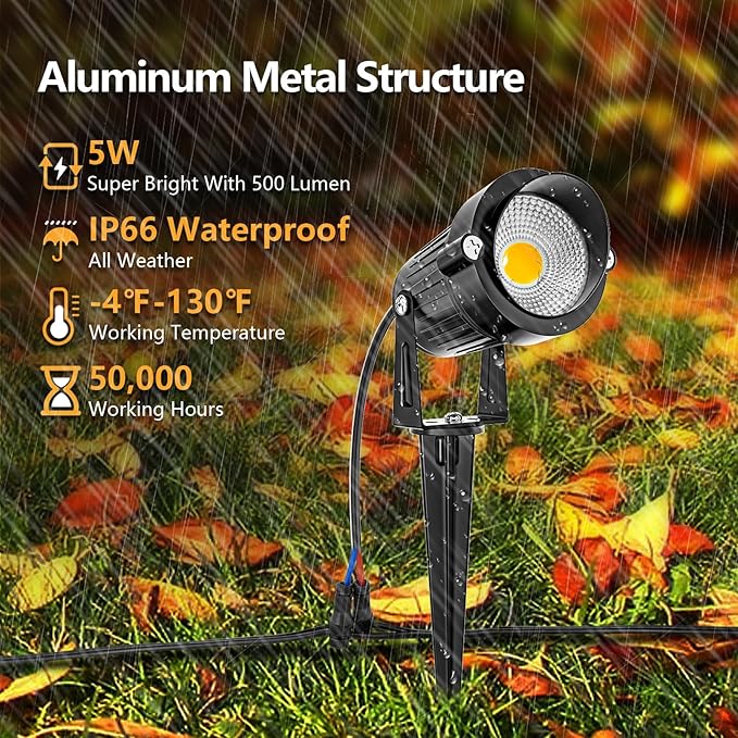 ZUCKEO All-in-One Landscape Lighting Kit, 5W LED Low Voltage Landscape Lights with Transformer and 80FT Wire | Lumora