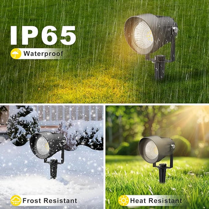 Landscape Spot Lights Outdoor, Dusk to Dawn Outdoor Lighting with IP65 Waterproof, 3000K Warm White LED Spotlight for Yard Garden Pathway, 4 Pack