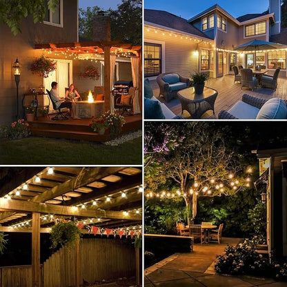 DAYBETTER 150FT Outdoor String Lights Waterproof 75 pcs Warm White LED Bulbs 2700K for Patio, Yard, Garden & Holiday Decor Durable Weatherproof Lights for Parties, Weddings, Backyard Lighting