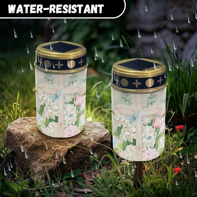 White Cross Solar Led Lights for Outside Waterproof Cemetery Solar Lights for Grave Cemetery Decor Candle Lamp | Lumora