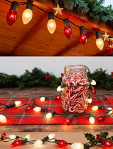 C9 Red and White Christmas String Lights 25Ft C9 Outdoor Christmas Decorations Lights with 26 Red Frosted White | Lumora