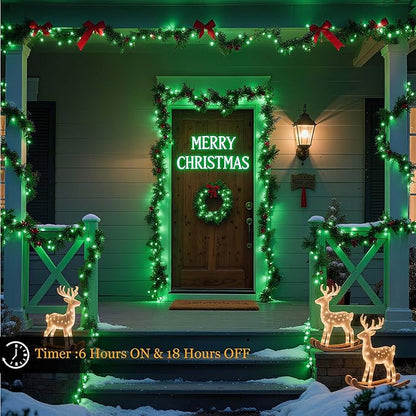 Tcamp 306FT 1000 LED Green Christmas Lights, 8 Modes Christmas Tree Lights with Timer Memory Function, Green Wire Starry Fairy String Light for Xmas Tree Outdoor Indoor Decor