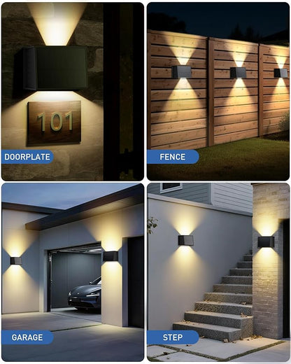 CORESLUX Solar Fence Lights Outdoor, Up and Down Outdoor Wall Lights, IP65 Waterproof Solar Fence Lights, Warm Outdoor Solar Lights for Backyard/Railing/Wall/Step/Patio, 6PCS