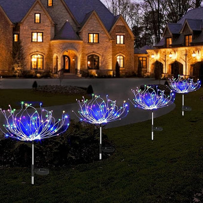 XIHAMA Solar Garden Lights 2 Pack,Fairy Firework Lights for Outdoor Yard Planter Pathway Patio Party Wedding Decorative,200 LEDs with 8 Lighting Modes