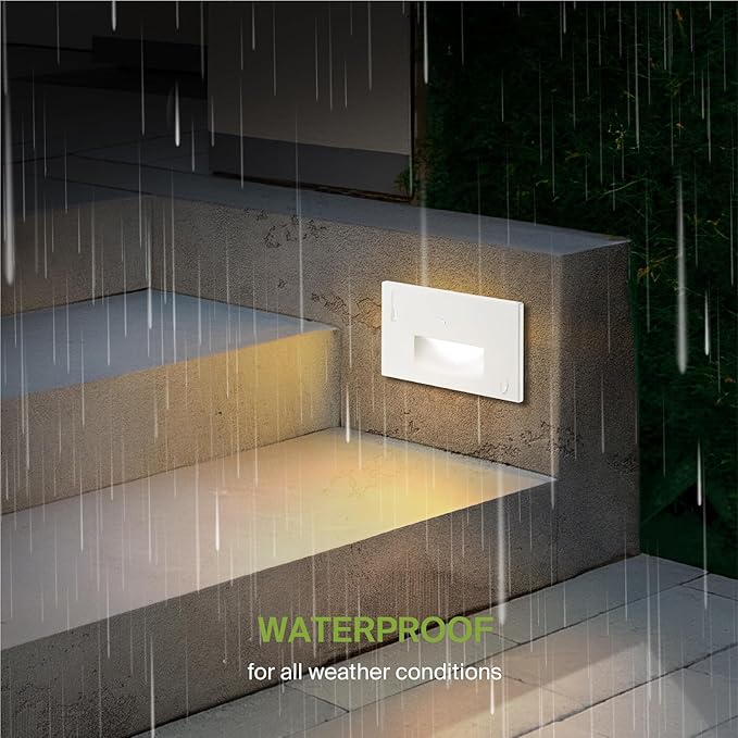 ASD LED Recessed Step Light Fixture, Dusk To Dawn Outdoor Stair Tread Lighting | 3CCT, Photocell, Waterproof, ETL | Lumora