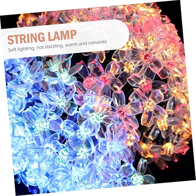 Solar Powered Cherry Blossom String Lights Outdoor LED Flower-Shaped Patio String Lamp with Lighting Modes for Garden Wedding Festival Decoration