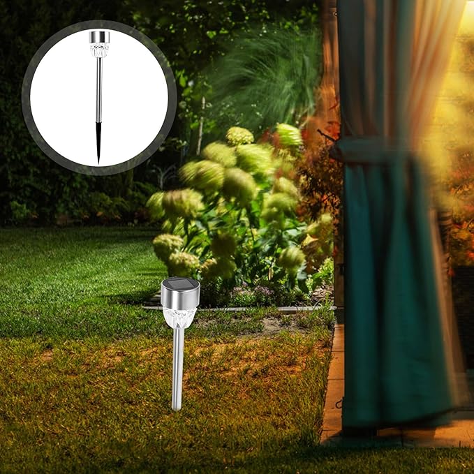2pcs Stainless Steel Solar Lawn Lights Outdoor Solar Garden Path Lights Waterproof for Yard and Courtyard Decor | Lumora