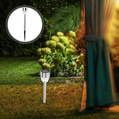 2pcs Stainless Steel Solar Lawn Lights Outdoor Solar Garden Path Lights Waterproof for Yard and Courtyard Decor