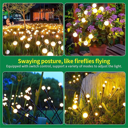 Solar Lights Outdoor Waterproof 2 Pack of 16 LEDs Garden Patio Firefly Decoration Unique Gifts Women Grandparents