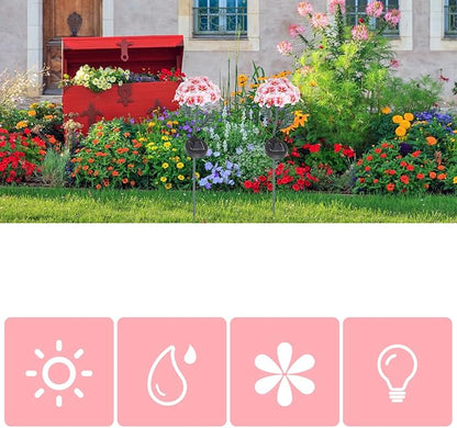 HOMSFOU Solar Hydrangea Lawn Stick Light Outdoor Solar-Powered Garden Pathway Lamp Yard Ground Landscape Lighting for Patio and Courtyard Decor