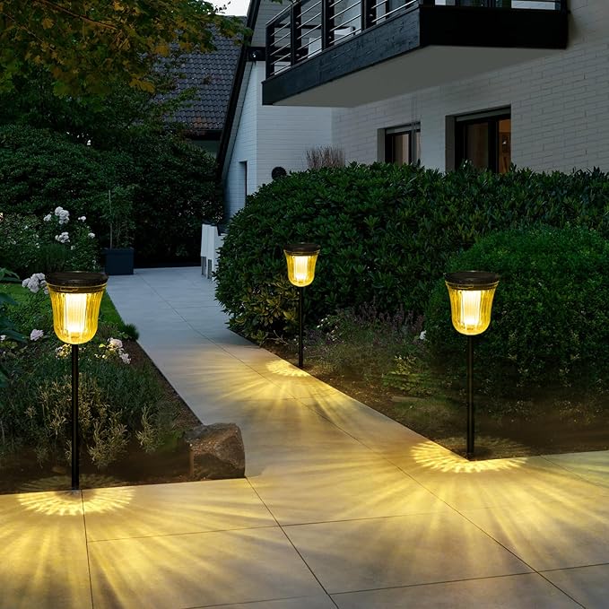 Solar Lights for Outside 8 Pack, Solar Lights Outdoor Waterproof IP65,Modern Solar Pathway Lights,Up to 14 Hrs Auto On/Off Solar Lights Outdoor for Garden Path Yard Walkway Driveway