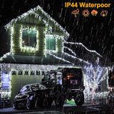 132ft Icicle Lights for Outside, 1280 LED White Christmas Lights Outdoor with 240 Twinkle Drops, 8 Modes Plug in | Lumora