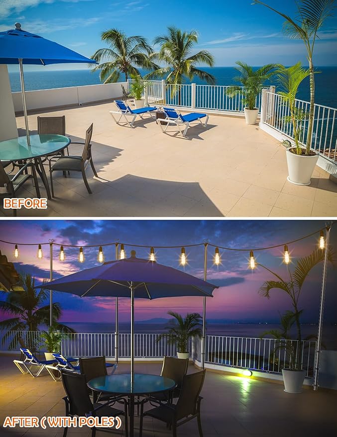 XDW-GIFTS String Light Pole - Steel Poles for Outdoor String Lights Hanging, Garden, Backyard, Patio Lighting Stand | Lumora