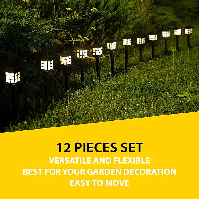 ZONETECH Outdoor Solar Powered Light – LED Twelve Pack Bright Premium Quality Rain-Proof Walkway Path Patio Yard Lawn Garden Lamp (12 Pieces)