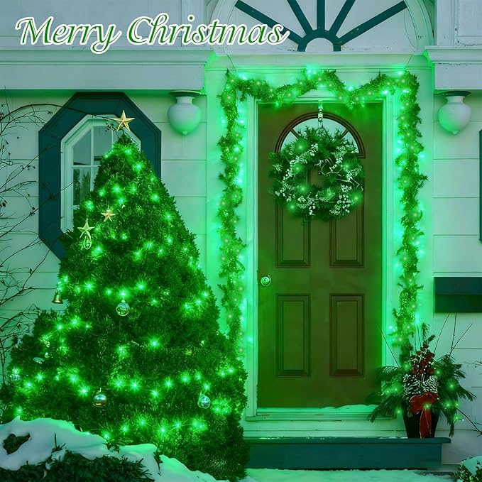 QITONG Green Solar String Lights, 2 Pack Each 66ft 200 LED Christmas String Lights Outdoor Waterproof, 8 Modes | Lumora