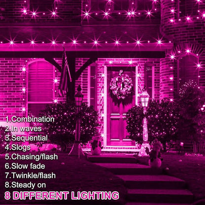 kemooie 300 LED Pink Valentine's Day Lights, 99 FT Connectable 8 Twinkle Modes String Lights with Memory Function, Waterproof Fairy Light for Outdoor Indoor Wedding Party Valentine's Day Decoration