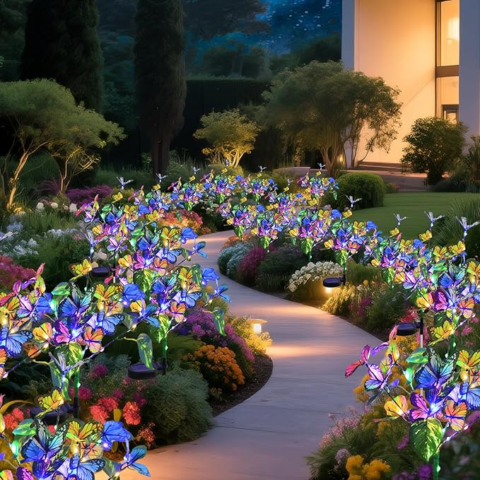 Solar Garden Lights Outdoor Waterproof Solar Lights 2 Pack with New Upgraded 40 LED 18 Butterfly Outdoor Lights for | Lumora