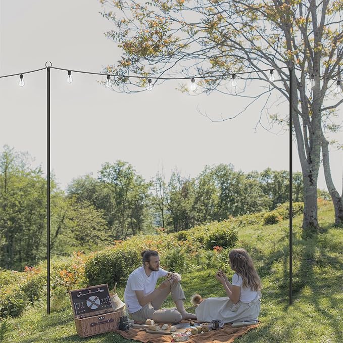 2 Pack String Light Poles for Outside, 10.5 Ft Outdoor String Light Poles for String Lights, Backyard Patio Light | Lumora