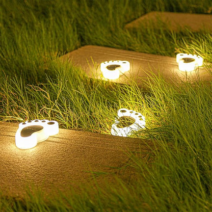 Led Footprint Solar Lights(Warm White),Waterproof Outdoor Gardent Lights, Lawn Landscape Path Lights(4-Pack)