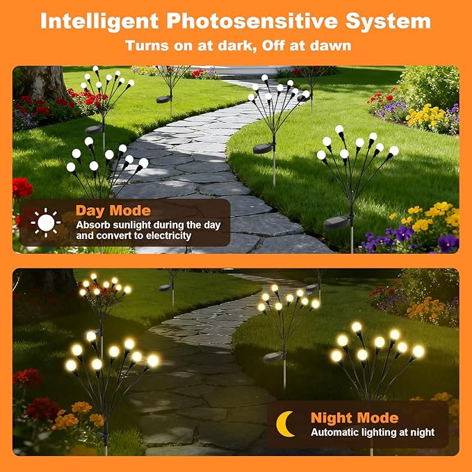ALSO GO Solar Lights Outdoor, 2 Pack 16 LEDs Firefly Lights, Waterproof Solar Garden Lights, Solar Firefly Lights | Lumora