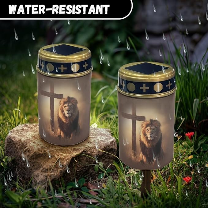 Lion Solar Lights for Outside Solar Lights Grave Decorations for Cemetery Water Proof Outdoor Lighting Home Decoration Gifts