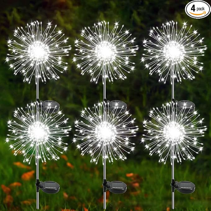 Solar Garden Lights Outdoor, 6 Pack 120 LED Twinkling Firework Lights Decorative with 2 Modes, Outdoor Waterproof | Lumora