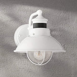 John Timberland Oberlin Rustic Industrial Farmhouse Outdoor Barn Light Fixture White Dusk to Dawn Motion Sensor 9" | Lumora