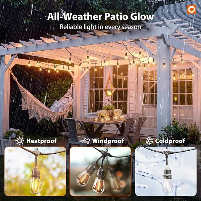 addlon 200FT Outdoor String Lights LED with Remote Dimmable Patio Lights Waterproof Shatterproof Edison Bulb for | Lumora