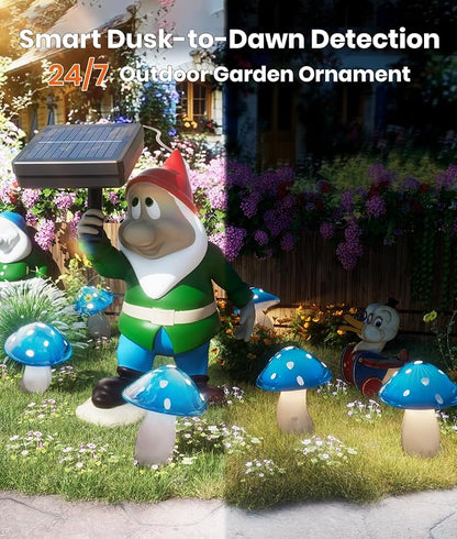 Solar Mushroom Lights Outdoor 9 Pack, Garden Outdoor Decor, 8 Lighting Modes, IP65 Waterproof, Crystal-Clear Fairy Decoration for Pathway/Yard/Flower Bed/Patio/Landscape/Backyard/Dwarf, String 30 FT