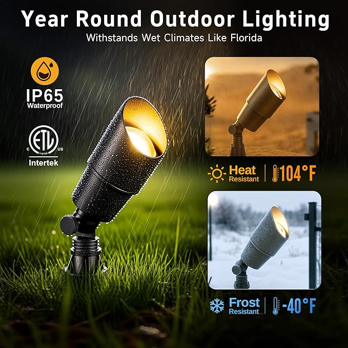 Gardenreet LED Spot Light Outdoor - Die-Cast Brass 12V Uplighting Waterproof, Low Voltage Landscape Lights Metal | Lumora
