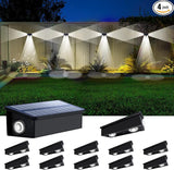 12 Pack 3-Side Solar Fence Lights Outdoor Waterproof with Cool White LED Spot Lens, for Wall, Deck, Patio, Yard | Lumora