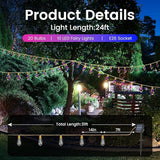 2Pack Solar Outdoor String Lights 24FT Vintage Rope Hemp Solar Lights with 20 Shatterproof Bulbs,8 Modes Solar | Lumora